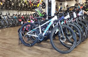 a store filled with lots of bikes on display